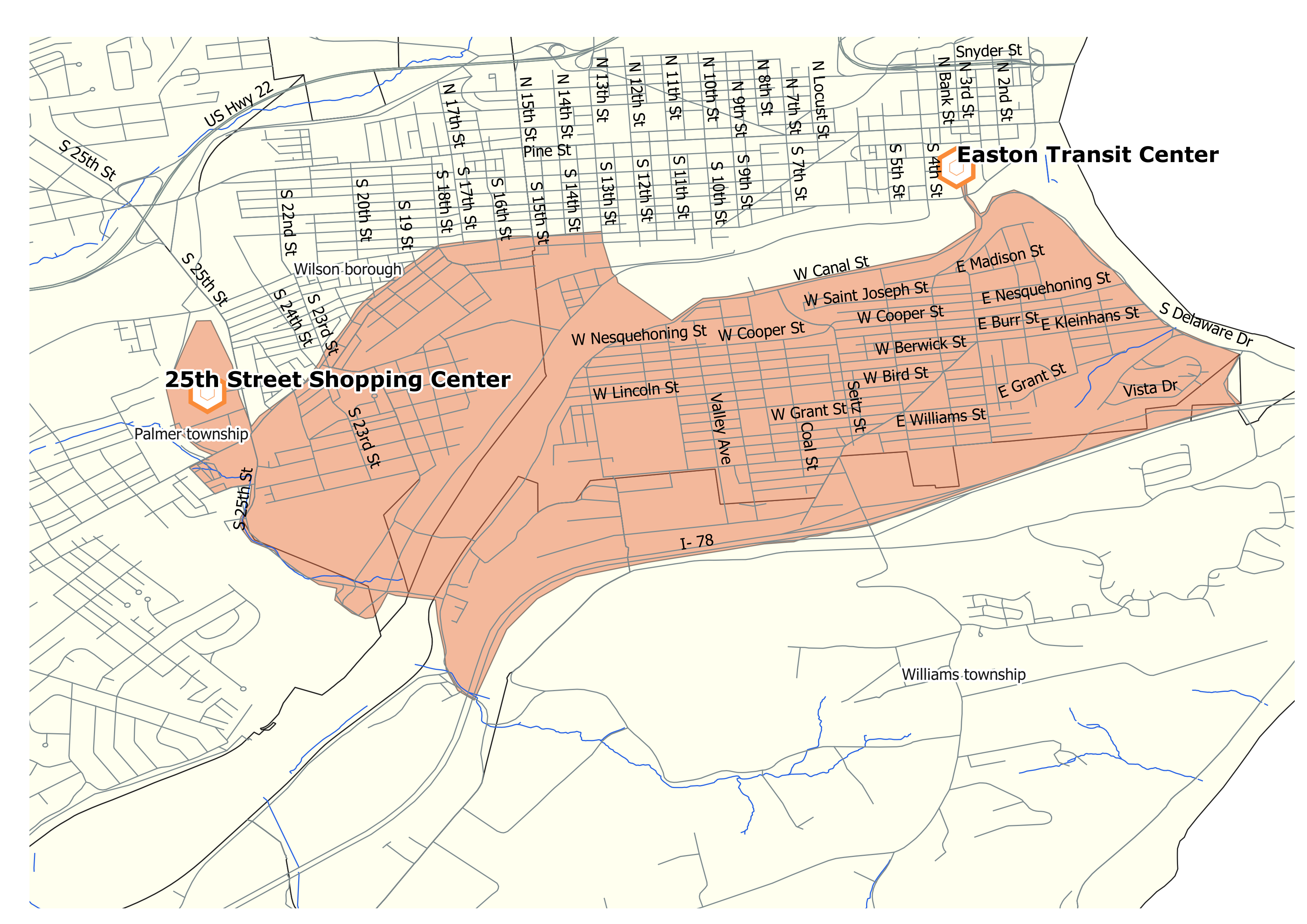 507 flex zone extent and destinations outside of West/South Easton Flex Zone